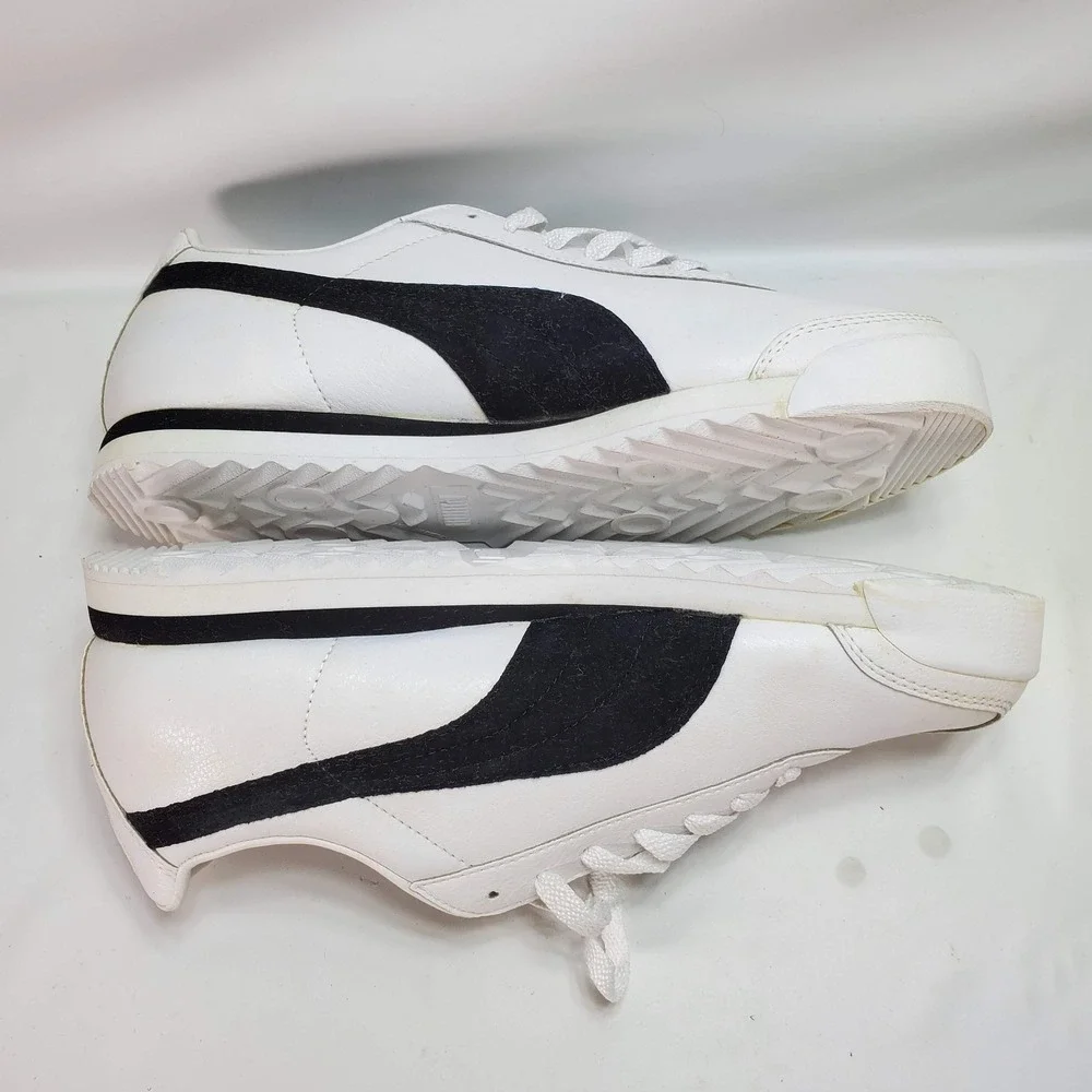Vintage Puma Roma Leather‎ Sneakers Y2K Hype Style Womans Size 9 White Black